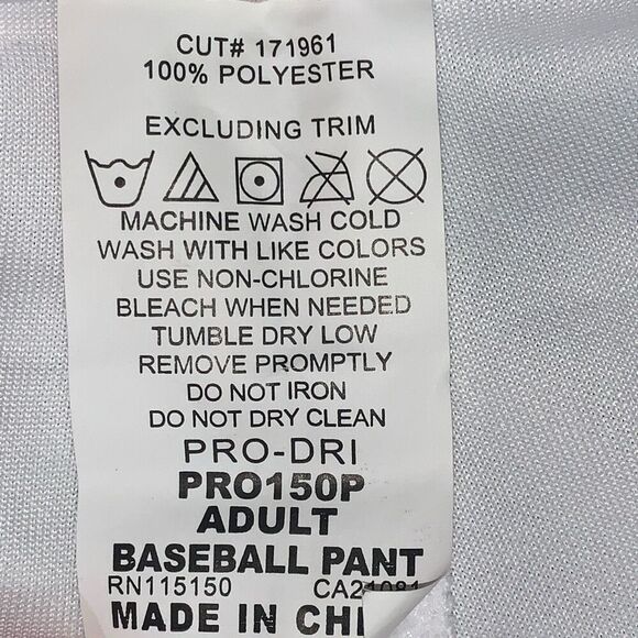 Brand New Rawlings‎ Men’s 2XL XXL White Semi Relaxed Fit Baseball Pants - Picture 6 of 9